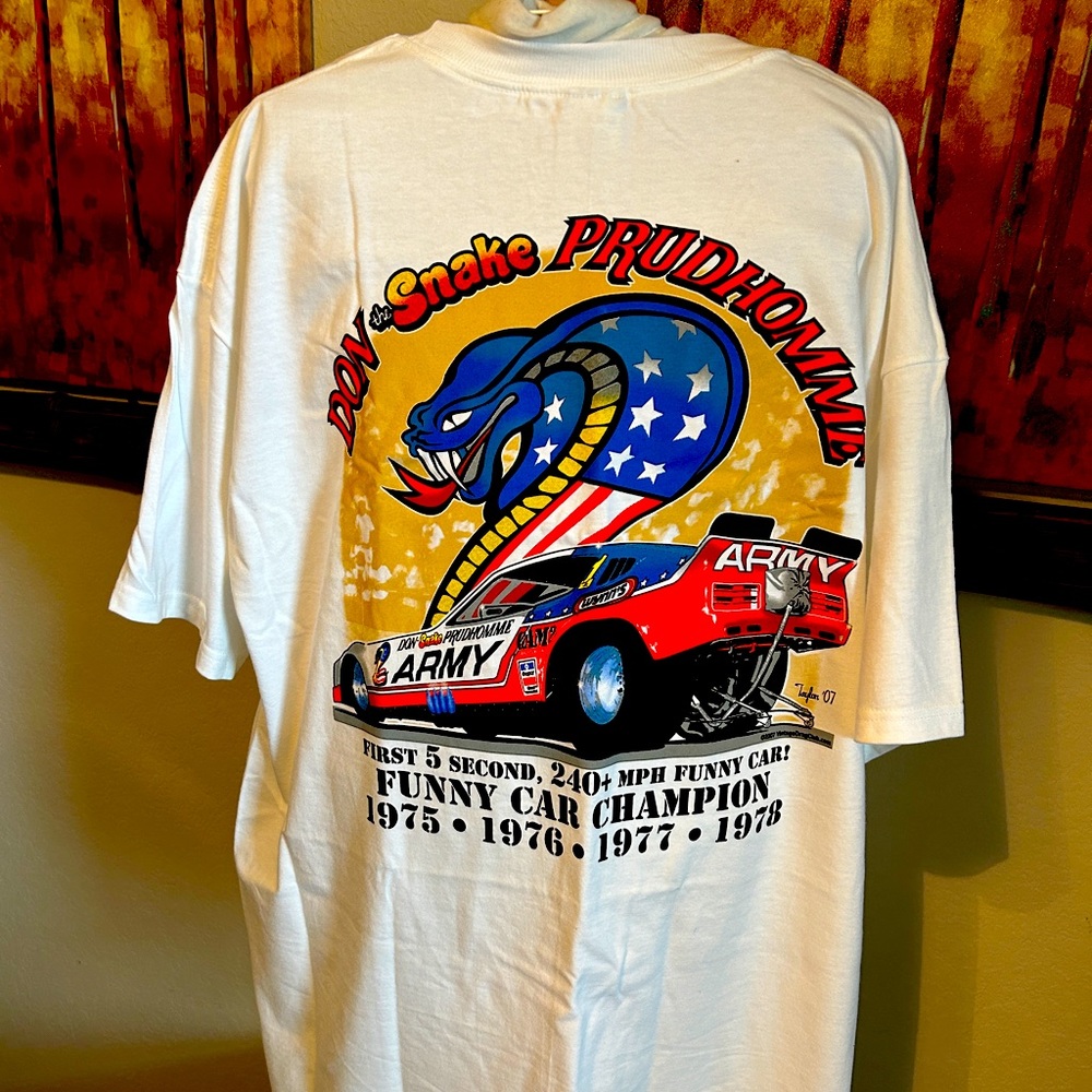 2007 “don the snake, Prudhomme drag racing tribute T-shirt dead stock! 🤳🏁🔥
